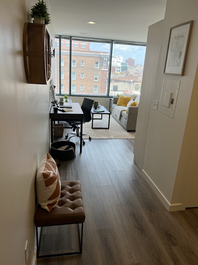 image of hallway leading into living room